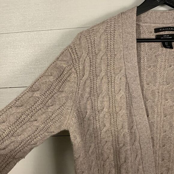 Tahari Pure Luxe 2 ply Cashmere cable knit open front cardigan size small - Picture 4 of 8